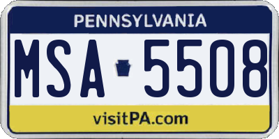 PA license plate MSA5508