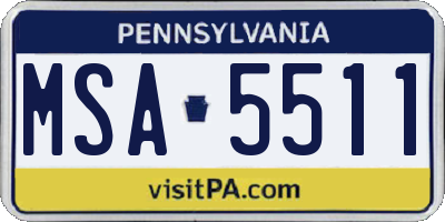 PA license plate MSA5511