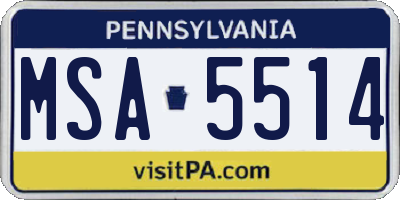 PA license plate MSA5514
