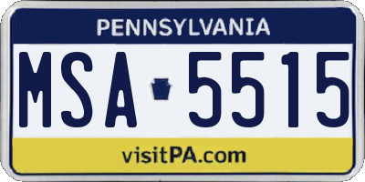 PA license plate MSA5515