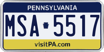 PA license plate MSA5517