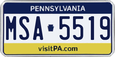 PA license plate MSA5519