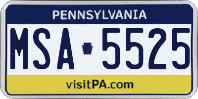 PA license plate MSA5525