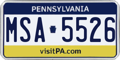 PA license plate MSA5526