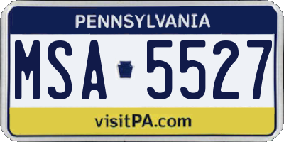 PA license plate MSA5527