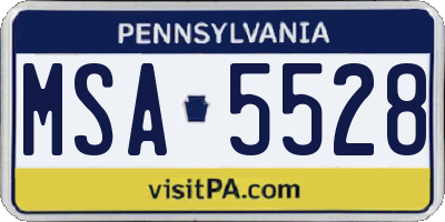 PA license plate MSA5528