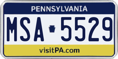 PA license plate MSA5529