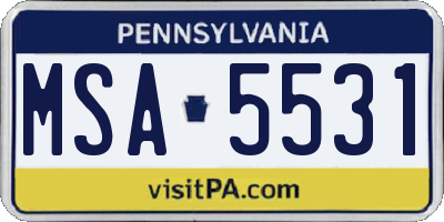 PA license plate MSA5531