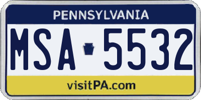 PA license plate MSA5532