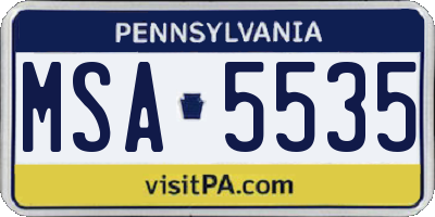 PA license plate MSA5535