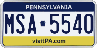 PA license plate MSA5540