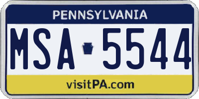 PA license plate MSA5544