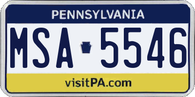 PA license plate MSA5546
