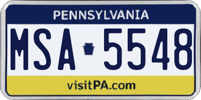 PA license plate MSA5548