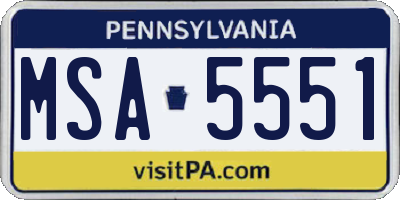 PA license plate MSA5551