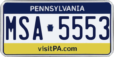 PA license plate MSA5553