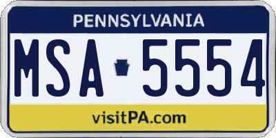PA license plate MSA5554