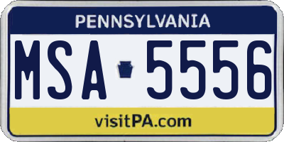 PA license plate MSA5556