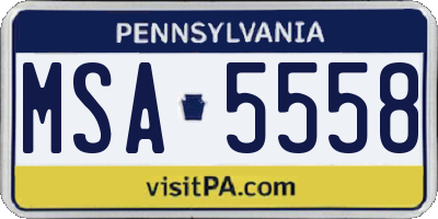 PA license plate MSA5558