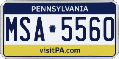 PA license plate MSA5560