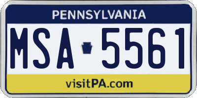 PA license plate MSA5561