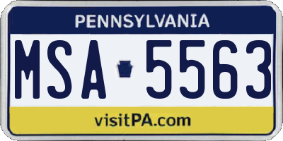 PA license plate MSA5563