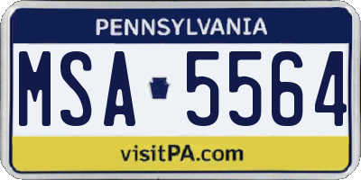 PA license plate MSA5564