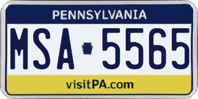 PA license plate MSA5565