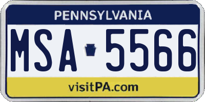 PA license plate MSA5566