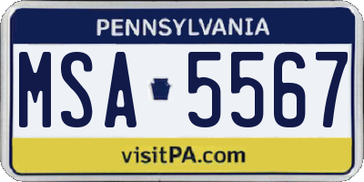 PA license plate MSA5567