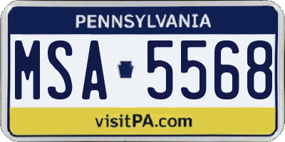 PA license plate MSA5568