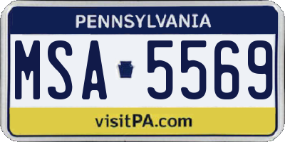 PA license plate MSA5569