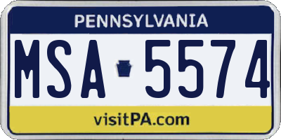 PA license plate MSA5574