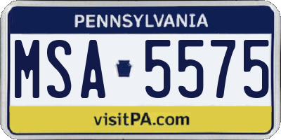 PA license plate MSA5575