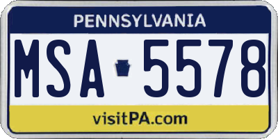 PA license plate MSA5578