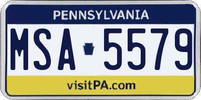 PA license plate MSA5579