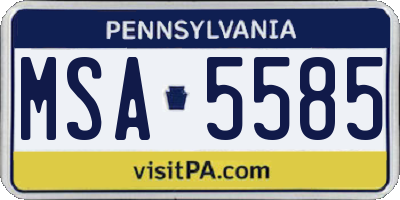 PA license plate MSA5585