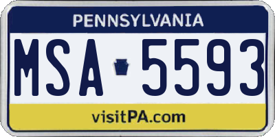 PA license plate MSA5593
