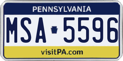 PA license plate MSA5596