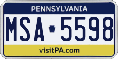 PA license plate MSA5598