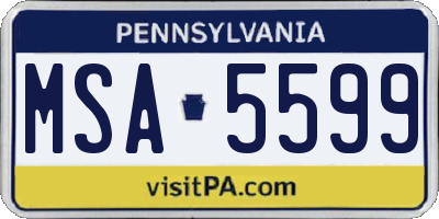 PA license plate MSA5599