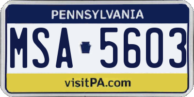 PA license plate MSA5603