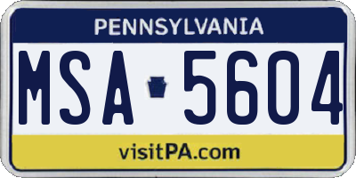 PA license plate MSA5604