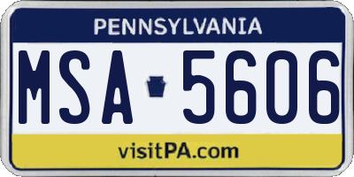 PA license plate MSA5606