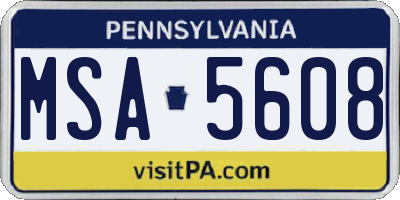 PA license plate MSA5608