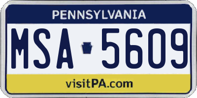 PA license plate MSA5609