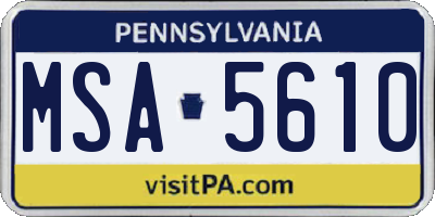 PA license plate MSA5610