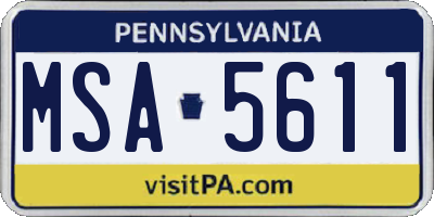 PA license plate MSA5611