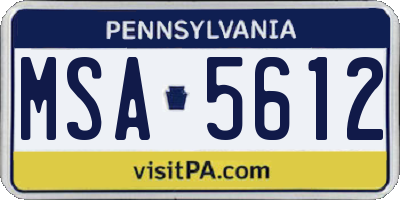 PA license plate MSA5612