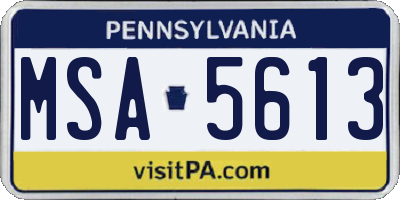 PA license plate MSA5613